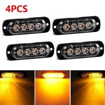4PCS Car Warning Light 12V 24V 4LED Emergency Flashing Grille Strobe Light Auto Truck Trailer Beacon Lamp LED Amber Side Light