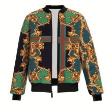 Luxus Barock Bomber Jacke Männliche Frauen 3D Gedruckt Gold Grafik Jacken Männer Straße Trend Mode Blumen Herbst Zipper Weichen Mantel