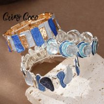 Cring Coco Bracciale alla moda da donna elasticizzato quadrato elegante semplice braccialetto gioielli braccialetti in lega di zinco regalo di San Valentino