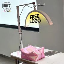 Kundenspezifische 16-Zoll Salon-Halbmond-LED-Nageltisch- und Kosmetikliegen-Klemmleuchte mit fortschrittlicher Tattoo-, Augenbrauen- und Wimpernverlängerungsbeleuchtung