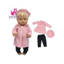 16 Inch Baby Doll Winter Dress with Hat for 38cm Nenuco Doll Clothes Ropa Y Su Hermanita Doll Red Fleece Dress