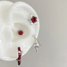Glänzender roter Zirkon 316L Edelstahl Ohrknochen Nagel Neue Y2K Ohrringe für Frauen Ohrpiercing Cochlea Schmuck Verhindern Allergien