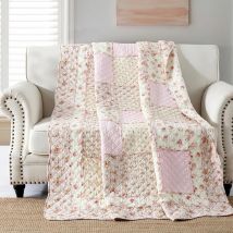 Floral Cotton Quilt Throw Blanket Twin Size 150x200cm Patchwork Lightweight Bedspread Coverlet Sofa Cover All-Season Home Decor