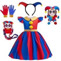 Halloween Erstaunliche Digitale Zirkus Pomni Cosplay Kostüm Karneval Fancy Rot Blau Clown Dress Up Verkleidung Joker Kopfbedeckung