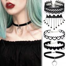 Koreański modny aksamitny naszyjnik typu choker dla kobiet w stylu Vintage seksowny koronkowy naszyjnik z wisiorkami gotycka dziewczyna biżuteria na szyję akcesoria