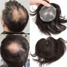 100% Remy Human Hair Bald Spot Hair Patch Toupee for Men Full PU Hair Patches Pieces Hair Topper Reaplcement Systems Hairpiece