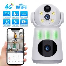 8MP 4K 4G/WiFi IP Kamera Dual Objektiv Dual Screen Low Powered Batterie Baby Monitor PIR Menschlichen erkennung Nachtsicht Sicherheit Kamera