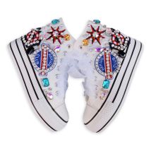 Mädchen Mode Diamant High Top Leinwand Schuhe frauen Frühling Sommer Dicken Sohlen Student Casual Designer Vulkanisierte Schuhe 3D 35-40