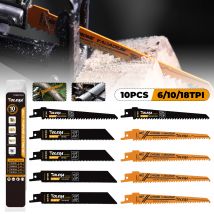 TOLESA 10 Stück Säbelsägeblätter zum Beschneiden von Holz, PVC-Schneiden zum Metallschneiden, Sägeblätter für die Abbruch von Fenstern und Türen