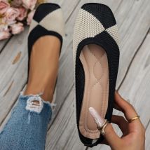 Neue 2025, flache Damenschuhe, modisch, Freizeit, bequemes Gehen, große Größe, spitze, flache, elastische, strickende, flache Schuhe