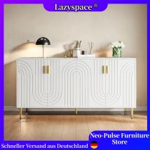 Credenze eleganti dal design a onde uniche Lazyspace, armadietto buffet multifunzionale a prova di inclinazione con maniglie e piedini dorati