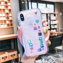 Handyhülle für iPhone 16 15 14 13 12 Mini 11 Pro XSMax XR X SE 6S 6 7 8 Plus Transparente flüssige Treibsand-Glitzerabdeckung APP-Symbol