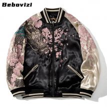 Yokosuka Stil Kirschblüte und Drache bestickte Jacke japanische Männer Baseball Streetwear Harajuku Kleidung Herbst Mäntel