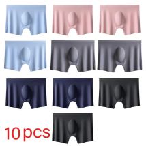10 Teile/los Männer Sommer Eis Seide Boxer Briefs Nahtlose Unterwäsche Dessous Unterhose Shorts Ultra-dünne Atmungsaktive Sexy Höschen