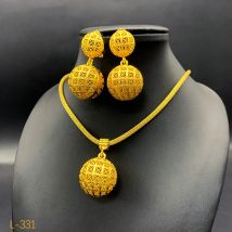 Dubai Ball 24k vergoldete Schmucksets für Frauen Indisches Brautkostüm Halskette Ohrringe Sets Nigerianische Hochzeitsgeschenke