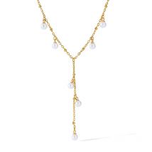 EILIECK 316L Stainless Steel Pearl Long Pendant Necklace For Women Fashion New Party Gift Neck Chain Waterproof Jewelry Collar