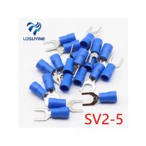 SV2-5 Blue Furcate Insulated Wiring Terminals Cable Wire Connector 100PCS/Pack Insulating Cable Lug terminals SV2.5-5 SV