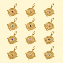 CARLIDANA Fashion DIY Charms Eyes Horn Stainless Steel Gold Plated Natural Stone Turquoise Green Charm Jewelry Accessories
