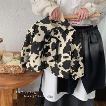 Frühling Herbst koreanisch 2024 Kinder Jungen Jacken Baumwolle umdrehen Kragen Kleinkind Jungen Mantel gedruckt gespleißt Baby Boy Oberbekleidung Mantel