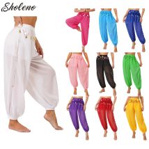 Chiffon Bauchtanz Haremshose Arabisch Halloween Laterne Glänzende Pailletten Hose Ausgefallene Hose Pumphose Hose für tanzende Frauen