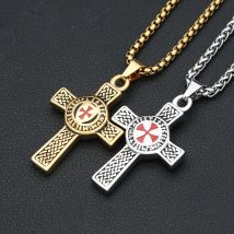 Vintage Goldene/Silber Farbe Templer Roten Ritter Kreuz Anhänger Halskette 316L Edelstahl Mode Männlichen Schmuck Geschenke Großhandel