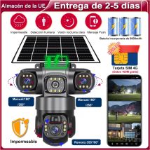 Cámara Solar 4G con tarjeta SIM, 3 lentes de vigilancia en exterior, protección de seguridad para el hogar, detección humana, cámaras CCTV IP PTZ inalámbricas