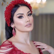A416 Charmantes rotes Kristall-Braut-Stirnband, Prinzessinnenkrone, Hochzeit, Haarschmuck, Festzug-Kopfbedeckung für Frauen, Tiara-Kopfbedeckung