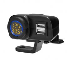 Extractme Motorcycle Charger 12V QC3.0 Dual USB Mobile Phone Fast Charger Voltmeter Thermometer  Phone Charger Display Socket
