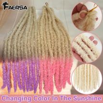 Distressed Locs Butterfly Locs Häkelhaar-Veränderung von Blond bis Rosa Lila Synthetische vorgeschlungene Extensions für Afro-Frauen