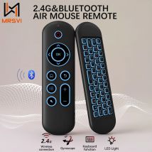 MRSVI Air Mouse telecomando M5 wireless 2.4G e Bluetooth con tastiera giroscopio retroilluminata a 7 colori per Smart Android TV Box, PC