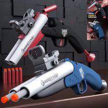 Double Barrel Shotgun Shell Ejecting Toy Nerf Gun Soft Bullet Toy Gun, Sawed-Off Shotgun Foam Darts Blaster mit Patronenetuis