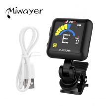 AROMA Accordatore ricaricabile AT-102 Nero, batteria integrata ricaricabile tramite USB LCD grande da 360 gradi per chitarra/bassi/ukulele/violino