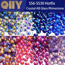 SS6-SS30 Mehrfarbiger Kristall AB Flatback Hot Fix Strass Super Glitter Strass Eisen auf Strass für Nail Art Nähen & Stoff