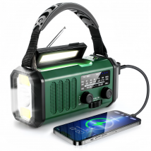 Radio de emergencia alimentada por manivela con linterna luz LED advertencia SOS USB Solar para supervivencia al aire libre