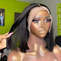 13x4 Pre pizzicato Linea sottile Bob Parrucca anteriore in pizzo per capelli umani Parrucca in pizzo trasparente vietnamita grezza 13x6 Capelli umani Bob dritto IN VENDITA