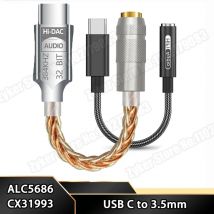 ALC5686 CX31993 HiFi DAC USB Type C To 3.5mm AUX Digital Audio Cable DAC For Android Type C to 3.5 Headphones Adapter Decode Amp