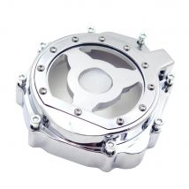 Aftermarket-Motorrad-Motor-Statorabdeckung, durchsichtig, für Suzuki 2005–2008, GSXR 1000, Chrom/Schwarz, links