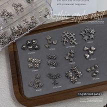 12 Gothic Punk Retro Nail Art Parts 3d Cross Nail Art Devil Angel Nail Rhinestone Accessories DIY charm nail decoration