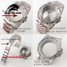 Cassa per orologio in vetro zaffiro con lunetta GMT fissa da 39 mm 24 ore adatta al movimento giapponese NH34 NH35 NH36 PT5000 Miyota 8215 2836 2813