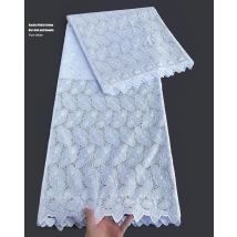 5 Yards beste Qualität bestickte afrikanische polnische Spitze Original Österreich Baumwolle 100 % Zeremonie Paar Voile Stoff reinweiß
