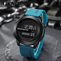 YIKAZE Orologio sportivo da uomo a LED Orologio digitale da uomo delle migliori marche Orologio elettronico da uomo in gomma multifunzionale per cronometraggio dell'atleta