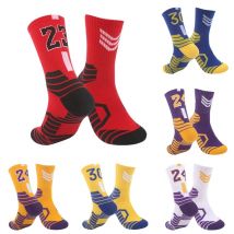 1 Paar Herren-Basketballsocken, bedruckte modische Sportsocken mit der Nummer „23“.