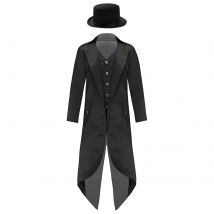 Kids Renaissance Steampunk Tailcoat Boys Girls Halloween Magician Costume Medieval Pirate Vampire Victorian Jacket Frock Coat
