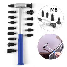 100 % Aluminium Dellenreparaturhammer PDR Tap Down Tool – lackfreie Dellenreparatursätze mit 6/15 Stück M8 Ersatzkopfhammer
