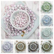 6 #   8 #   100 sztuk pękniętych lodem porcelanowych koralików ceramicznych do sprzedaży hurtowej biżuterii # A503A
