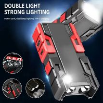 Super Bright Dual Lamp Beads LED Portable Flashlight Built-in Battery USB Rechargeable Outdoor Camping Riding Repair Work Light