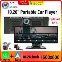 BQCC Uniwersalny 10,26-calowy przenośny odtwarzacz samochodowy Ekran IPS Rejestrator samochodowy Bezprzewodowy Carplay Android Auto BT FM Multimedia Inteligentne radio stereo
