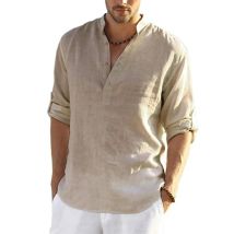 New Men's Casual Blouse Cotton Linen Shirt Loose Tops Long Sleeve Tee Shirt Spring Autumn Casual Handsome Men's Shirts