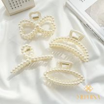 MEPHINA Edle Haarklammern, Perlen-Haarklammern, zarte Haarspangen, Perlen-Haarnadeln, elegante Haarklammern, Zubehör für Frauen