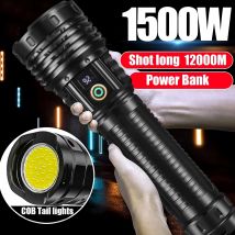 3000000lm ultra helle Taschenlampe eingebaute Batterie Blitzlicht Notfall 1500w leistungs stärkste LED-Taschenlampen taktisch mit Rücklicht
